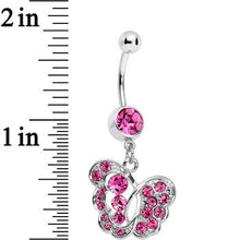 将图片加载到图库查看器，Pink Gem Fancy Butterfly Dangle Belly Ring
