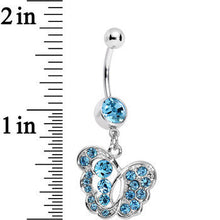 将图片加载到图库查看器，Blue Gem Fancy Butterfly Dangle Belly Ring
