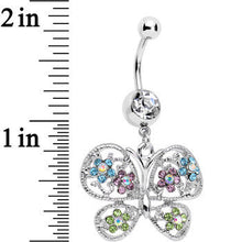 将图片加载到图库查看器，Multicolored Gem Butterfly Dangle Belly Ring
