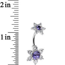 将图片加载到图库查看器，Purple Gem Double Flower Top Mount Belly Ring
