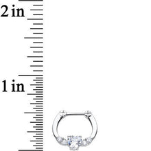 Load image into Gallery viewer, 16G Stainless Steel Clear Gem Bright Heart Septum Clicker

