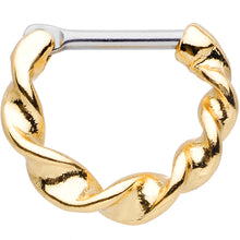 Load image into Gallery viewer, 16G Stainless Steel Gold Plated Spiral Septum Clicker
