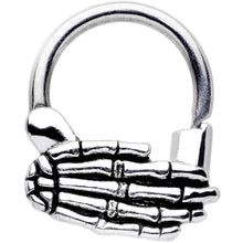 Load image into Gallery viewer, 14G Stainless Steel Spooky Skeleton Hand Septum Clicker
