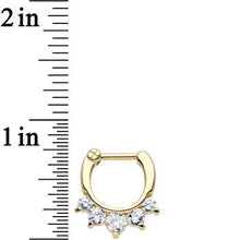 Load image into Gallery viewer, 16G Gold Plated Golden Penta Clear Gem Septum Clicker
