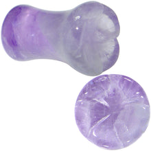 Load image into Gallery viewer, 2G Natural Amethyst Stone Carved Flower Saddle Plug Set
