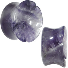 将图片加载到图库查看器，3/4 Natural Amethyst Stone Carved Flower Saddle Plug Set

