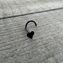 Load image into Gallery viewer, Black Anodized Titanium Heart Nose Ring
