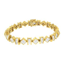Load image into Gallery viewer, 14K Yellow Gold 7.50 Cttw Princess and Baguette Diamond Geometric Link Bracelet
