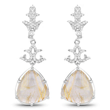 Load image into Gallery viewer, 15.97 Carat Genuine Golden Rutile And White Topaz .925 Sterling Silver Earrings
