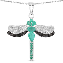 Load image into Gallery viewer, 1.87 Carat Genuine Zambian Emerald and White Topaz .925 Sterling Silver Pendant

