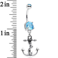 Load image into Gallery viewer, Aqua Gem Mermaid Princess and Her Anchor Dangle Belly Ring
