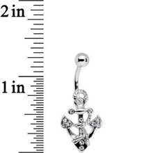 Load image into Gallery viewer, Clear Gem Caravelle Anchor Belly Ring
