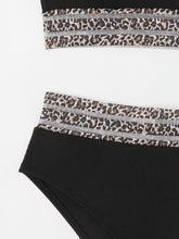 Load image into Gallery viewer, Bikini Leopard Print High Waist Bandeau 2 Piece Swimsuit for Women – Super Stretchy Bikini Set with Seductive Mesh Detail and Flattering Fit – Chic Animal Print Swimwear for Beachwear Poolside and Summer Vacations
