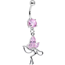Load image into Gallery viewer, Pink CZ Meadow Fairy Dangle Belly Ring
