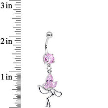 Load image into Gallery viewer, Pink CZ Meadow Fairy Dangle Belly Ring
