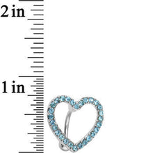 Load image into Gallery viewer, Blue Cubic Zirconia Hollow Heart Top Mount Belly Ring
