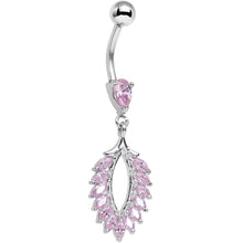 将图片加载到图库查看器，Pink CZ Gem Light as a Feather Dangle Belly Ring
