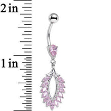 将图片加载到图库查看器，Pink CZ Gem Light as a Feather Dangle Belly Ring
