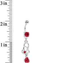 将图片加载到图库查看器，Red Gem Rose Flower Twisted Hearts Dangle Belly Ring
