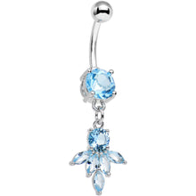 将图片加载到图库查看器，Blue CZ Gem Blooming Dangle Belly Ring
