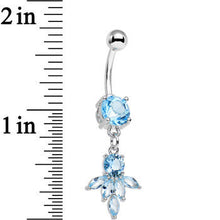 将图片加载到图库查看器，Blue CZ Gem Blooming Dangle Belly Ring
