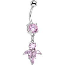 将图片加载到图库查看器，Pink CZ Gem Blooming Dangle Belly Ring
