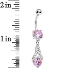 Load image into Gallery viewer, Clear Pink CZ Gem Take Hold Teardrop Dangle Belly Ring
