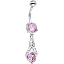 Load image into Gallery viewer, Clear Pink CZ Gem Take Hold Teardrop Dangle Belly Ring
