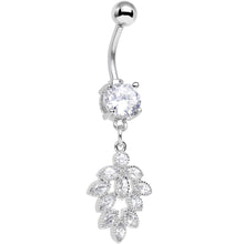 将图片加载到图库查看器，Clear Gem Pretty Petal Leaf Dangle Belly Ring
