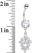 将图片加载到图库查看器，Clear Gem Pretty Petal Leaf Dangle Belly Ring
