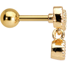 Load image into Gallery viewer, 16G Gold Anodized Stainless Steel CZ Bow Tragus Earring
