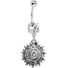 将图片加载到图库查看器，Clear Gem Mandala Flower Dangle Belly Ring
