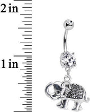 将图片加载到图库查看器，Clear Gem Wish Me Luck Elephant Dangle Belly Ring
