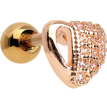 Load image into Gallery viewer, 16G Rose Gold CZ Encrusted Heart Tragus Earring
