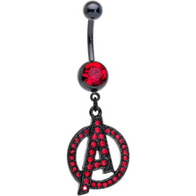 Load image into Gallery viewer, Officially Licensed Red CZ Avengers Logo Charm Dangle Belly Ring
