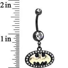 Load image into Gallery viewer, Officially Licensed Black PVD Batman Logo Charm Dangle Belly Ring
