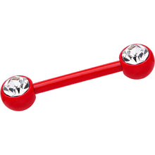 Load image into Gallery viewer, Red Ceramic Coated Gem Ended Barbell Nipple Ring
