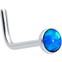 Load image into Gallery viewer, 20G 2mm Blue Synthetic Opal L-Shaped Nose Ring
