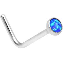 Load image into Gallery viewer, 20G 2mm Blue Synthetic Opal L-Shaped Nose Ring
