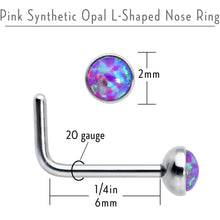 Load image into Gallery viewer, 20G 2mm Purple Synthetic Opal L-Shaped Nose Ring
