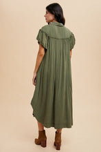 Load image into Gallery viewer, Mineral Washed Button Down Puff Sleeve Shirt Dress For Women – Fluttering, Fashionable Button Down Dress with Puff Sleeves, Mineral Wash for an Effortlessly Chic Look

