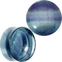 Load image into Gallery viewer, 25mm Colors of the Sea Natural Fluorite Stone Concave Saddle Plug Set
