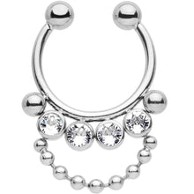Load image into Gallery viewer, Clear CZ Dangle Bead Fake It Non-Pierced Clip On Fake Septum Ring

