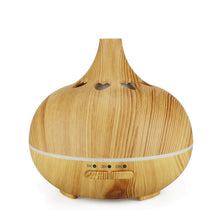 Load image into Gallery viewer, Modern Heart Shapes Aromatherapy Diffuser 550ml With  Remote Control Cool Mist Humidifier Ultrasonic Aroma Essential Oil Diffuser for Office Home Bedroom Living Room Study Yoga Spa - Wood Grain, 7 Colors LED Light
