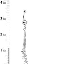 将图片加载到图库查看器，Clear Shooting Star Dangle Belly Ring Created with Crystals
