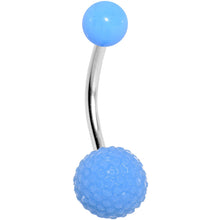 将图片加载到图库查看器，Light Blue Acrylic Textured Ball Belly Ring
