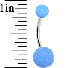 将图片加载到图库查看器，Light Blue Acrylic Textured Ball Belly Ring
