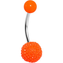 Load image into Gallery viewer, Orange Acrylic Textured Ball Belly Ring
