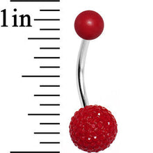 将图片加载到图库查看器，Red Acrylic Textured Ball Belly Ring
