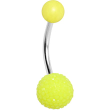 Load image into Gallery viewer, Yellow Acrylic Textured Ball Belly Ring
